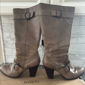 Born Marlow Tall Knee High Heel Boots - Taupe